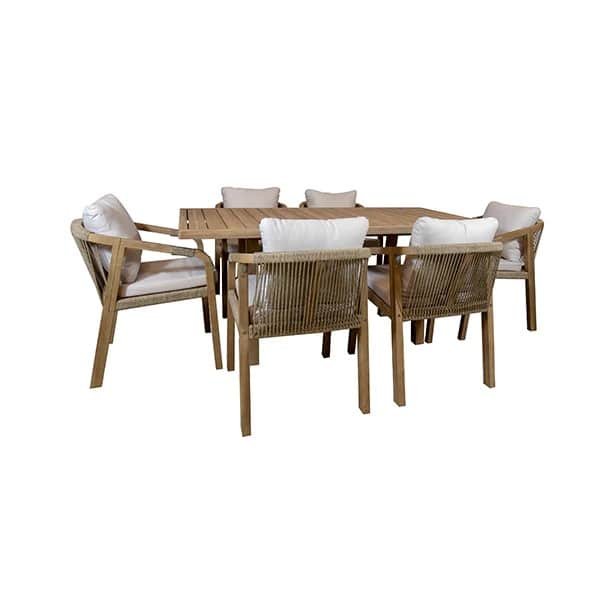 6-seater acacia wood garden table Table de jardin 6 places en bois acacia