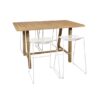 Table haute bois acacia et 4 tabourets métal blanc