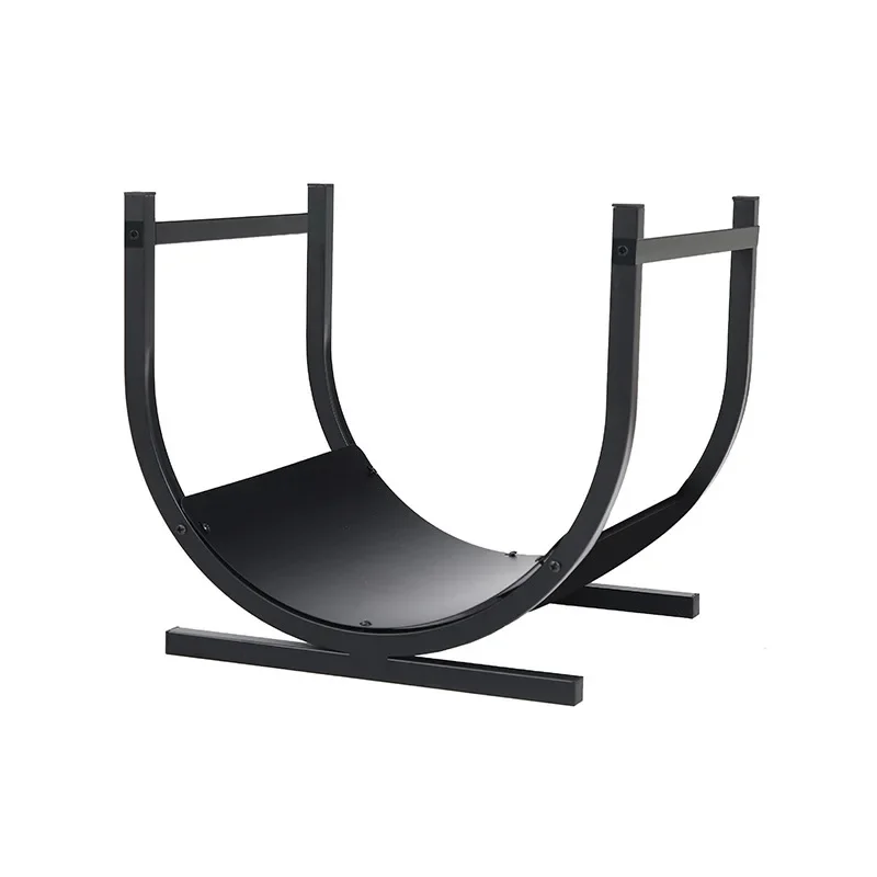 Support de bûches pour cheminée ou poêle en U, design métal noir Support bûches en U sculpture design - Porte bûches de chauffage décoratif - Objet décoratif bûches bois - Décoration d'intérieur - Oeuvre d'art en acier - Sculpture ornement - Déco Métal - Maison feng shui - Cadeau déco