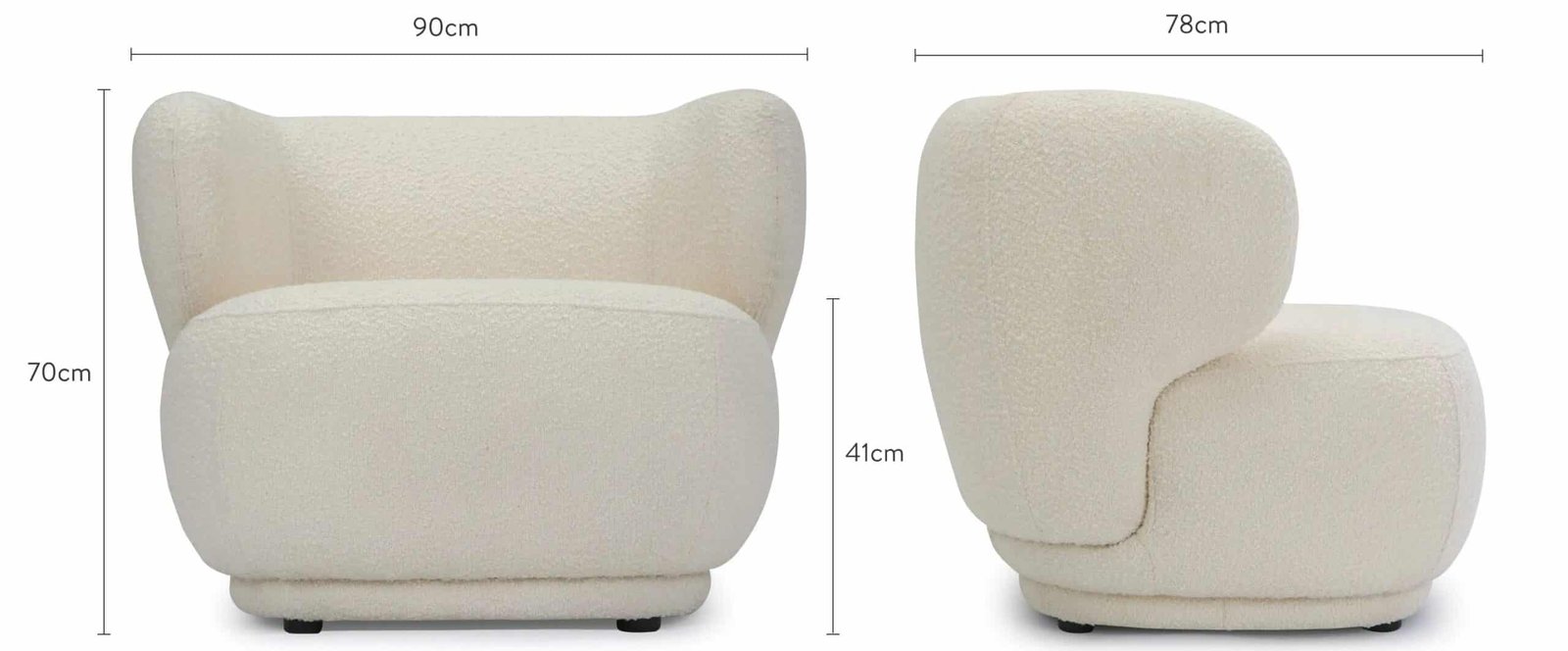 Fauteuil blanc arrondi bouclettes cosy cocon doux, Mesure Fauteuil cocon tissu bouclettes - Mobilier de salon arrondi - Meuble Vintage - Assise tissu design beige - Mobilier décoratif confort - Décoration d'intérieur - Déco détente