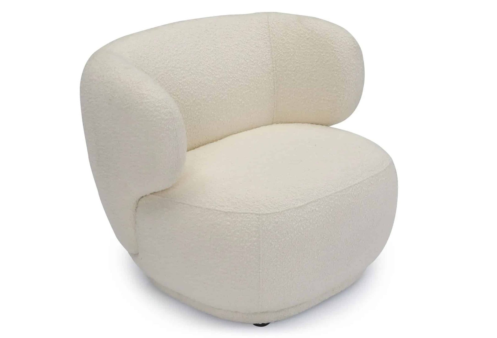 Fauteuil tissu blanc arrondi bouclettes cosy cocon doux, Bois et 7 couleurs Fauteuil cocon tissu bouclettes - Mobilier de salon - Meuble Vintage arrondi - Assise tissu design blanc - Mobilier décoratif confort - Décoration d'intérieur - Déco détente
