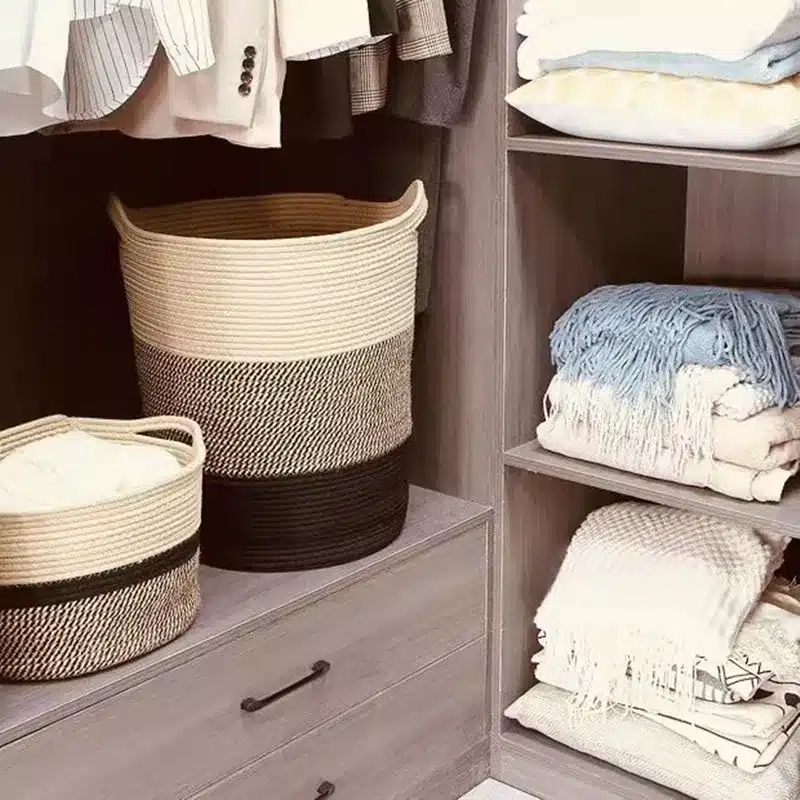Panier à linge coton avec poignée