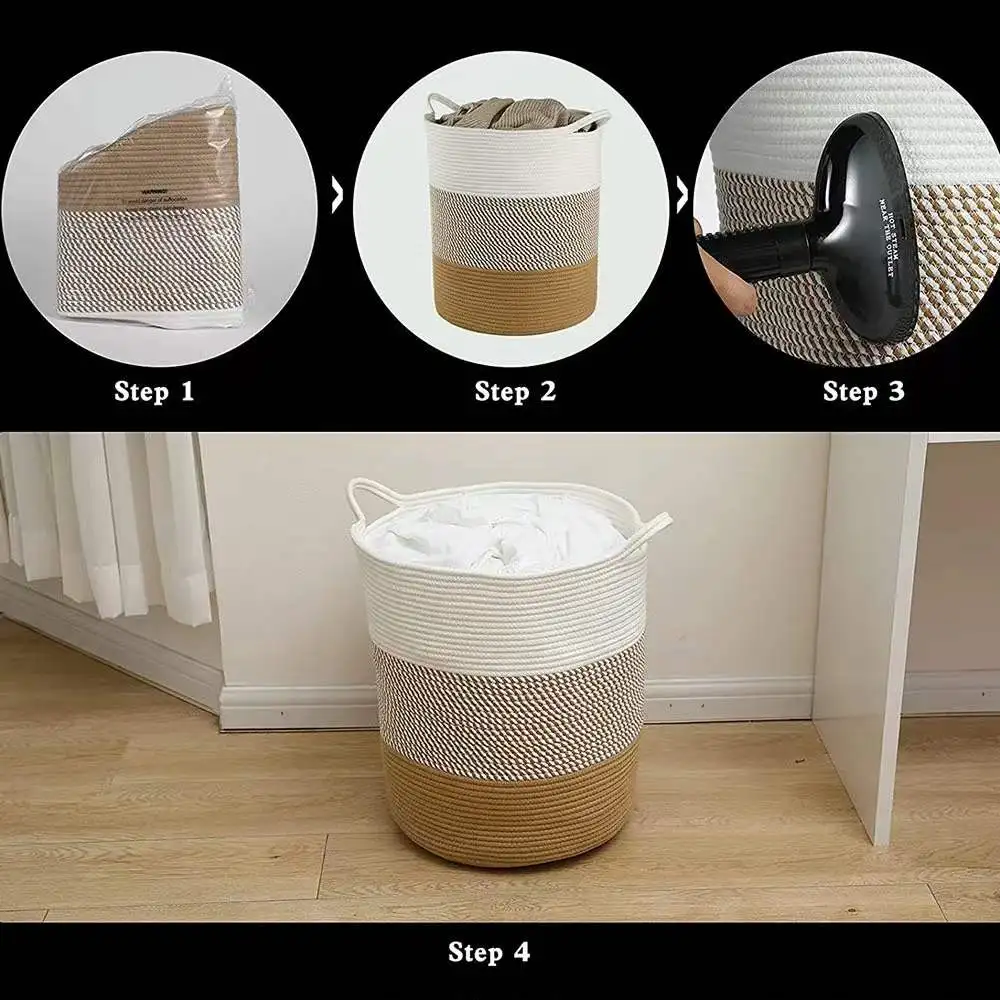 Panier à linge coton avec poignée