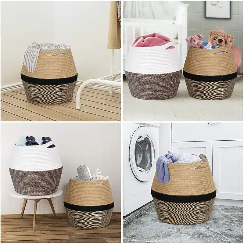 Panier à linge coton avec poignée