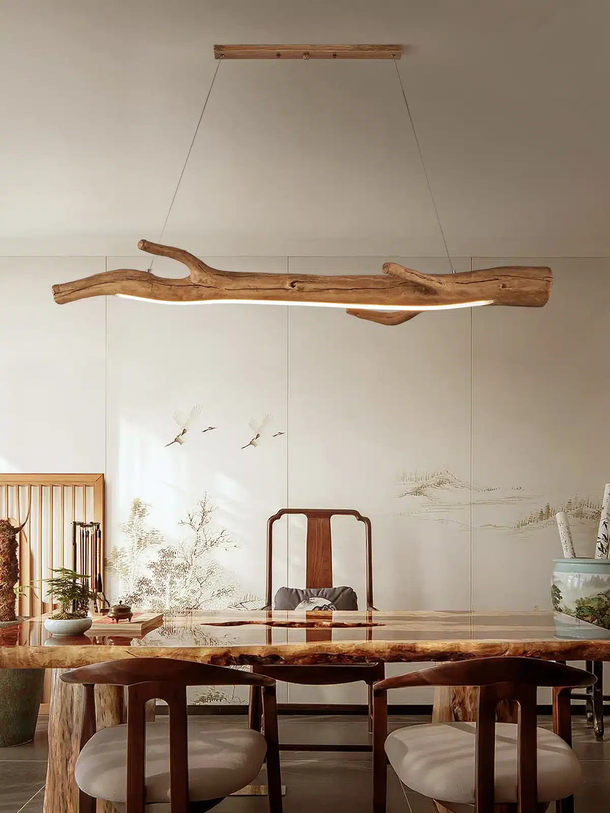 Lampes-suspendues-branches-en-r-sine-vintage-lampe-LED-pour-salon-de-th-salle-manger-clairage Lampe suspendue branche tronc - Luminaire bois flotté - Lumière zen - Décoration intérieure éclairage - Objet décoratif luminaire - Lampe bois flotté décorative - Eclairage ornement intérieur - Déco Feu
