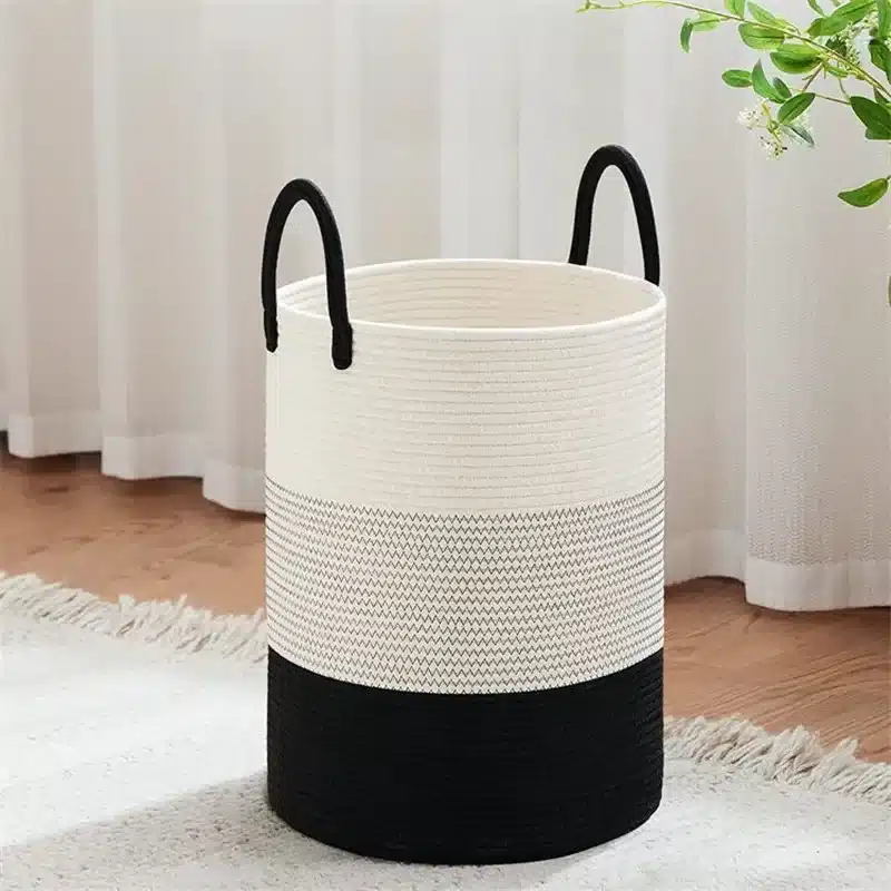 Mir de rangement ronde blanche, motifs et noir