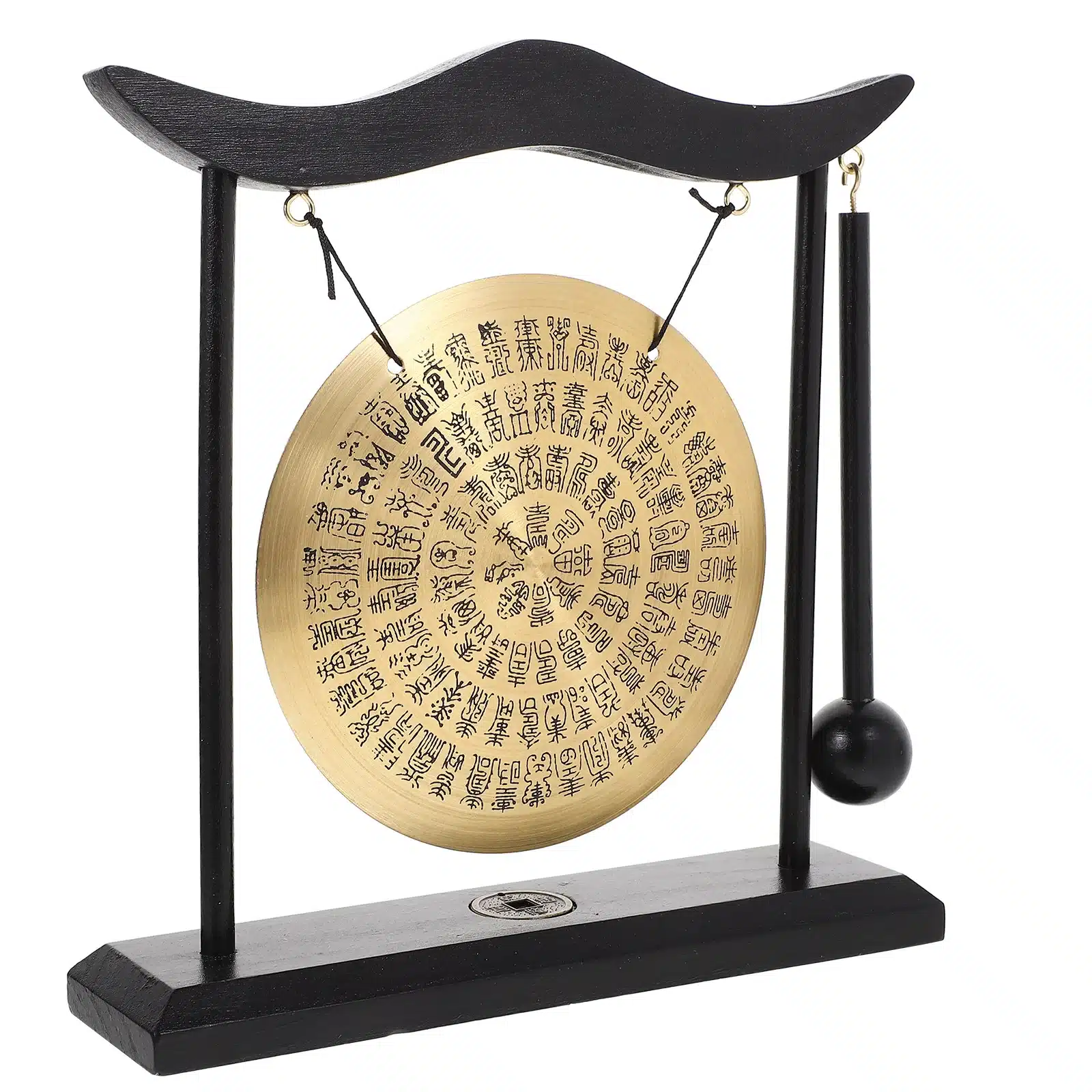 Transparent-Chinese-gong-ornament-desk-crafted-figurine-from-Vermont-Gong-meditation-ornament-1 Gong sur socle - Décoration Zen - Objet déco chinois - Intérieur Feng Sjui - Cadeau bien-être - Son et harmonie