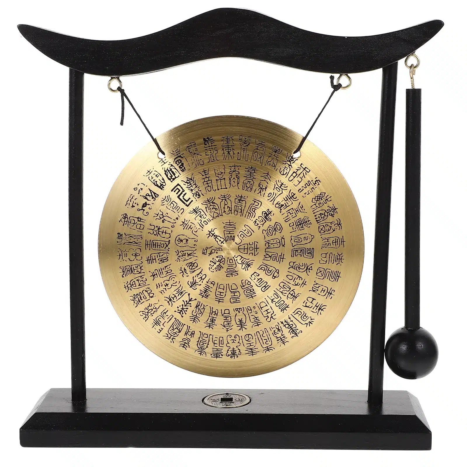 Transparent-Chinese-gong-ornament-desktop-handcrafted-figurine-from-Vermont-Gong-meditation-ornament Gong sur socle - Décoration Zen - Objet déco chinois - Intérieur Feng Sjui - Cadeau bien-être - Son et harmonie