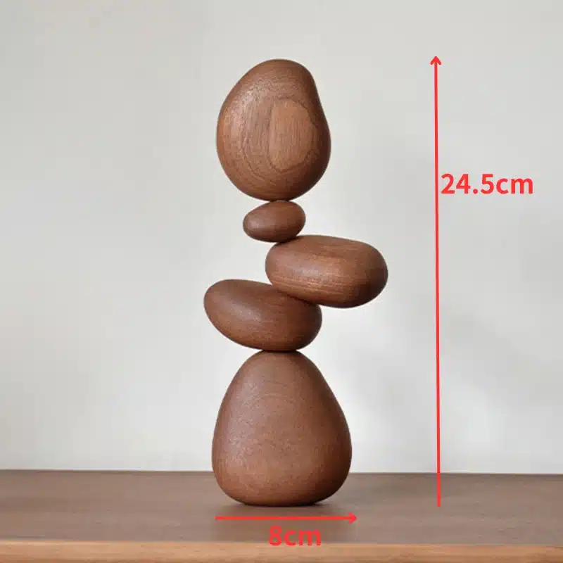 Sculpture Equilibre en bois d'art en forme de pierre cairn Sculpture lévitation Pierre en bois aimantée - Cairn bois décoratifs - Objet décoratif puzzle équilibre - Décoration d'intérieur zen - Objet d'art en bois - Sculpture ornement - Déco zen - Maison feng shui - Cadeau déco