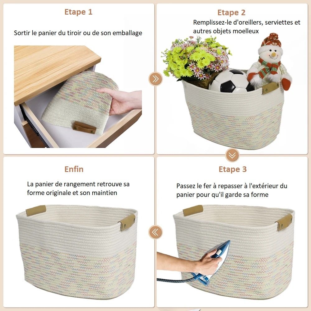 Panier de rangement déformé, l'astuce en 4 étapes Panier de rangement déformé, astuce en 4 étapes