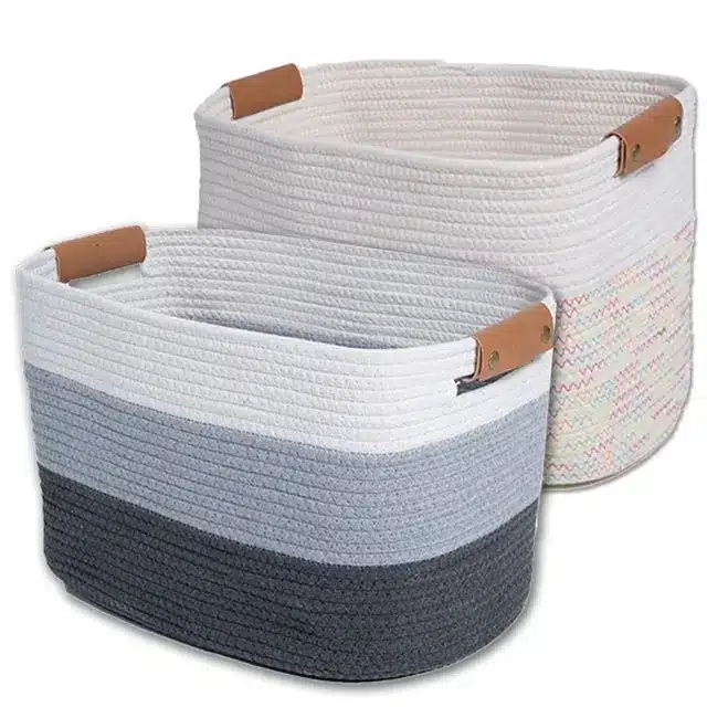 Panier de rangement ovale et pliable Panier de linge ovale et poignées - Déco Mir de rangement - Coton - Décoratif confort - Décoration d'intérieur - Déco objets