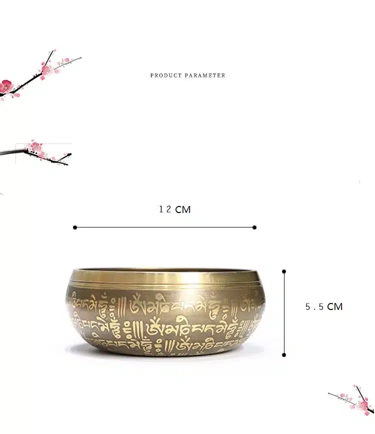 Bol tibétain, design de Mantra de Bouddha Bol chantant tibétains - Bol de méditation - Objet sonore en cuivre - Décoration d'intérieur zen - Oeuvre d'art en cuivre - Sculpture ornement - Déco Métal - Maison feng shui - Cadeau zen