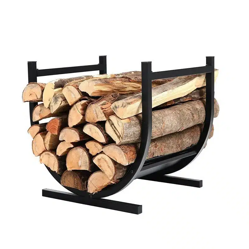 Support de bûches pour cheminée ou poêle en U, design métal noir Support bûches en U sculpture design - Porte bûches de chauffage décoratif - Objet décoratif bûches bois - Décoration d'intérieur - Oeuvre d'art en acier - Sculpture ornement - Déco Métal - Maison feng shui - Cadeau déco