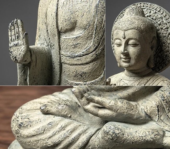 Statue Bouddha détails et qualité résine Statue Bouddha - Figurine méditation - Objet décoratif - Décoration d'intérieur - Déco Zen - Maison feng shui - Cadeau paix et bonheur
