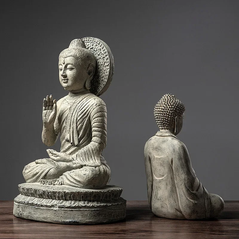 Statuette bouddha méditative résine béton Statue Bouddha - Figurine méditation - Objet décoratif - Décoration d'intérieur - Déco Zen - Maison feng shui - Cadeau paix et bonheur
