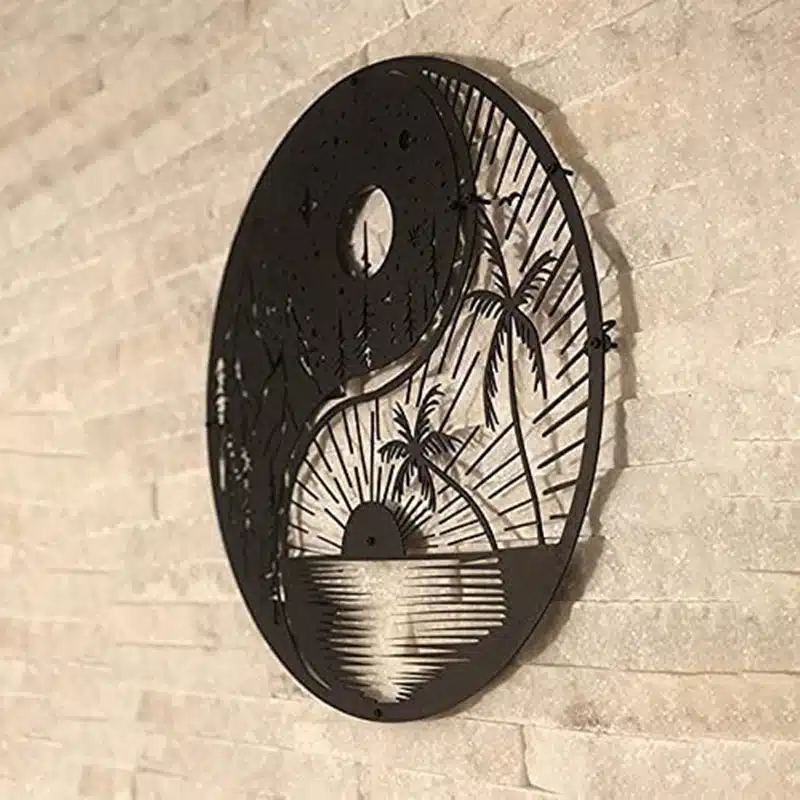 Décoration murale TaiJiTu noire à suspendre Suspension Yin Yang Taijitu - Métal - Objet décoratif à suspendre - ornement intérieur - Déco Zen - Maison feng shui - idée cadeau déco