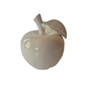 Statue Pomme blanche - Objet décoratif en céramique blanc- Décoration d'intérieur - Déco fruitée - Maison feng shui - Cadeau paix et bonheur - Objet d'art en céramique laquée blanc - Sculpture ornement - Maison feng shui - Cadeau déco