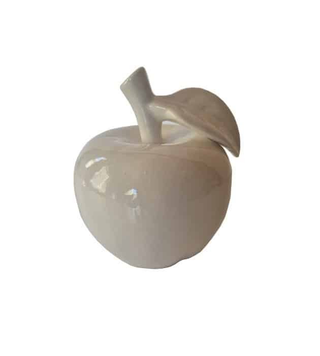 Sculpture pomme blanche déco céramique Statue Pomme blanche - Objet décoratif en céramique blanc- Décoration d'intérieur - Déco fruitée - Maison feng shui - Cadeau paix et bonheur - Objet d'art en céramique laquée blanc - Sculpture ornement - Maison feng shui - Cadeau déco