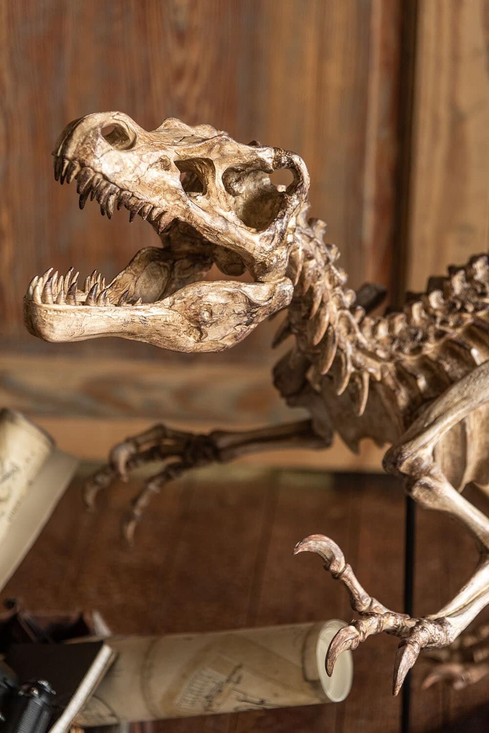 Dino raptor jurassic squelette sur pied en résine Squelette Dinosaure Raptor sur pied en résine - Décoration d'intérieur