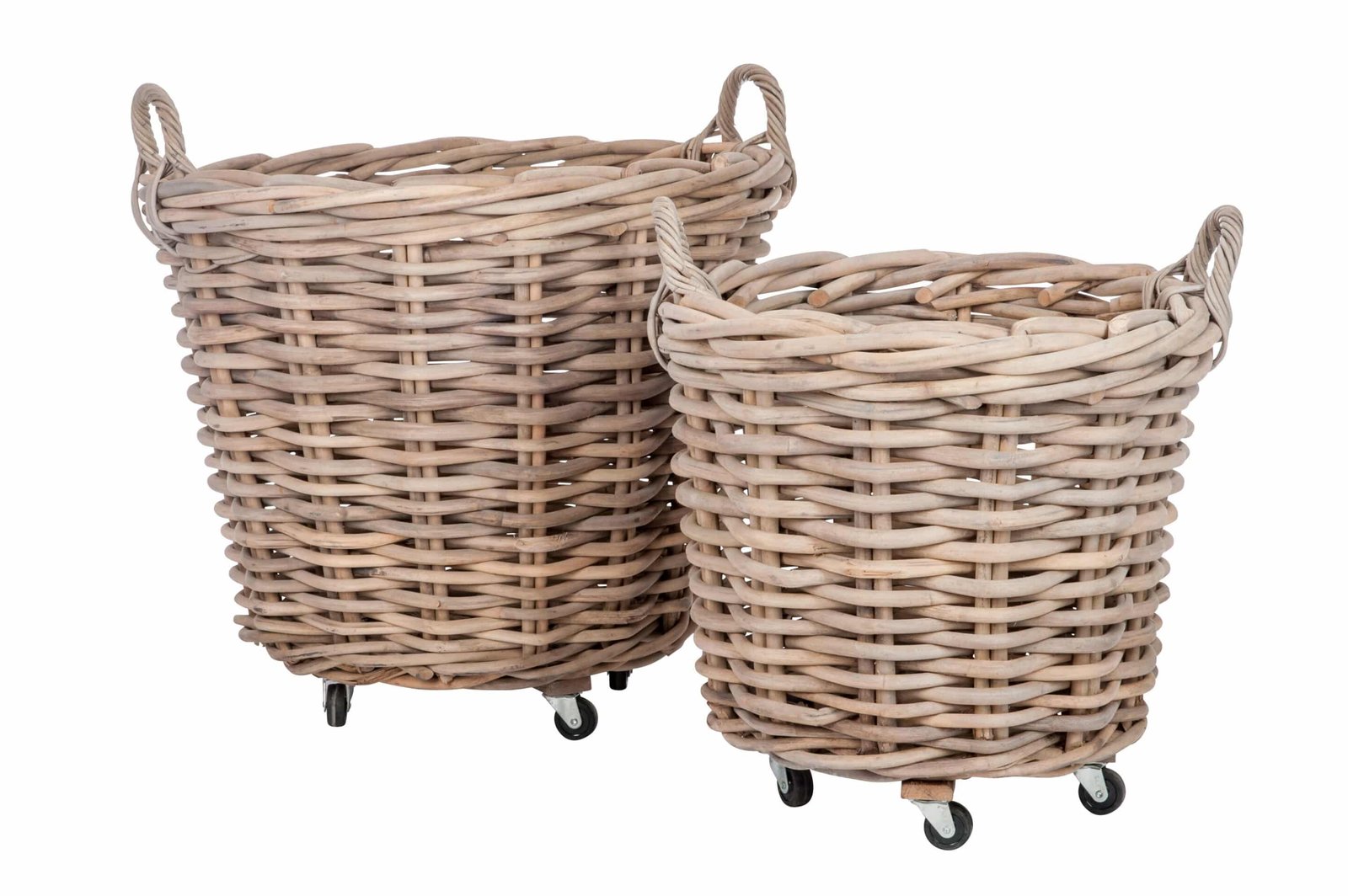 Deux paniers à linge naturel rotin Panier à linge - Panier de rangement - Jardinière plantes- Rotin tressé