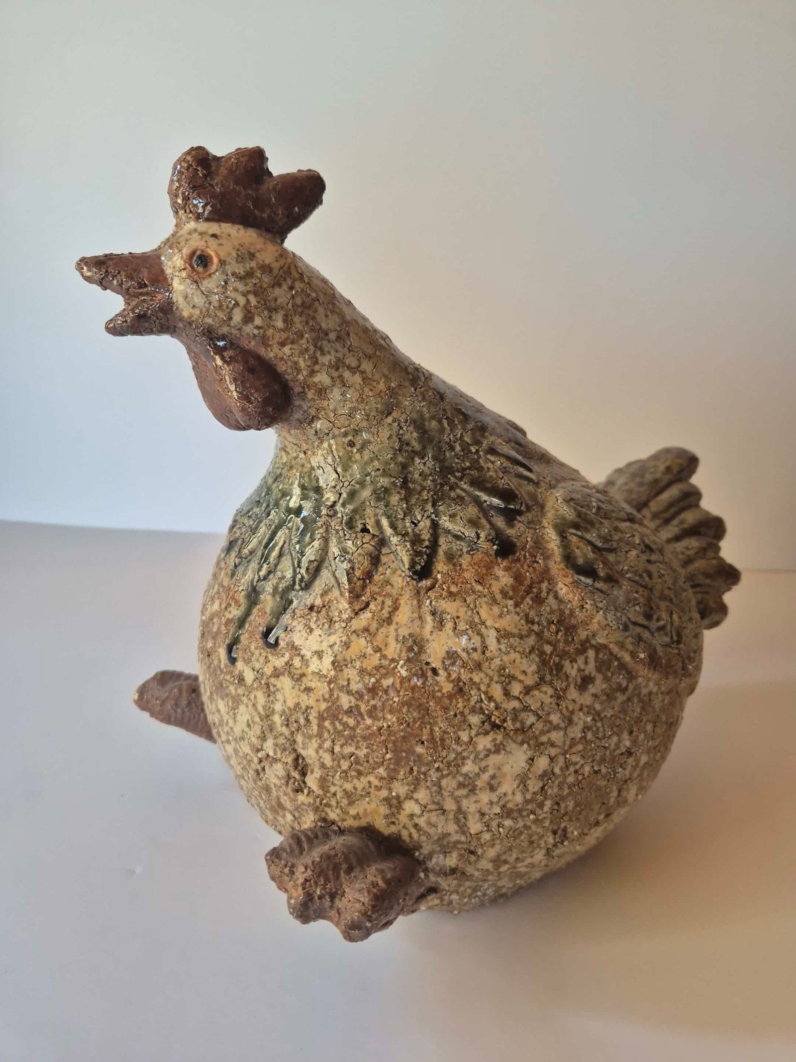Sculpture raku Poule couleurs déco Terre Poule décorative - Objet décoratif raku - décoration d'intérieur - Déco animale - Cadeau déco