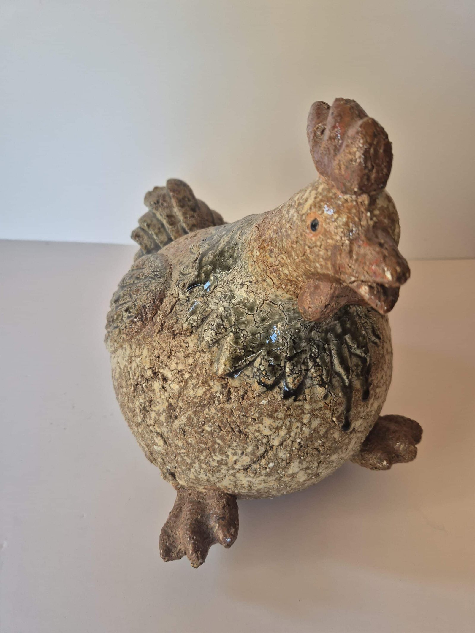 Sculpture raku Poule couleurs déco Terre Poule décorative - Objet décoratif raku - décoration d'intérieur - Déco animale - Cadeau déco