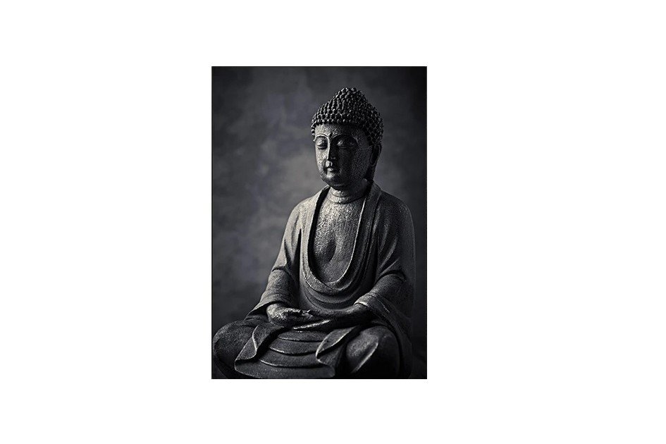 Bouddha verticale méditant affiche murale noir et blanc Tableau Bouddha - Affiche méditative - Déco murale relaxante - Déco d'intérieur feng shui - Déco zen - Cadeau paix