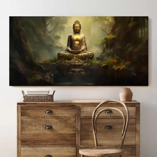 Tableau Bouddha - Affiche méditative - Déco murale relaxante - Déco d'intérieur feng shui - Déco zen - Cadeau paix