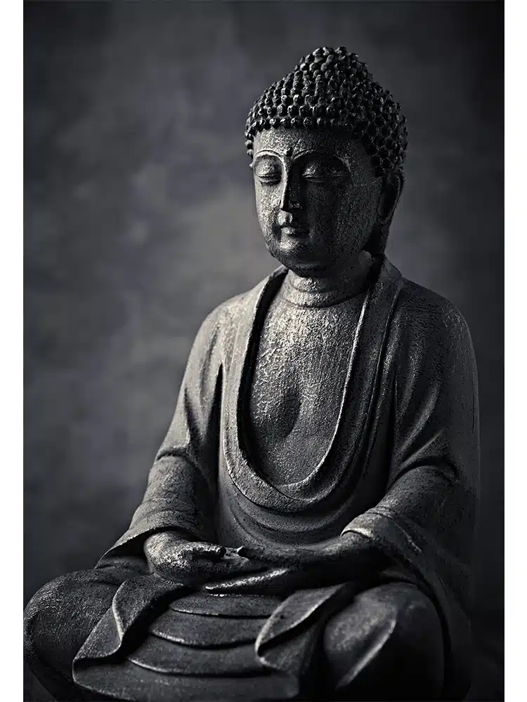 Bouddha méditant affiche murale noir et blanc Tableau Bouddha - Affiche méditative - Déco murale relaxante - Déco d'intérieur feng shui - Déco zen - Cadeau paix