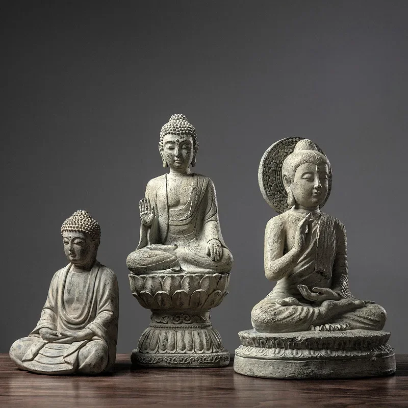 Statuette bouddha méditative résine béton Statue Bouddha - Figurine méditation - Objet décoratif - Décoration d'intérieur - Déco Zen - Maison feng shui - Cadeau paix et bonheur