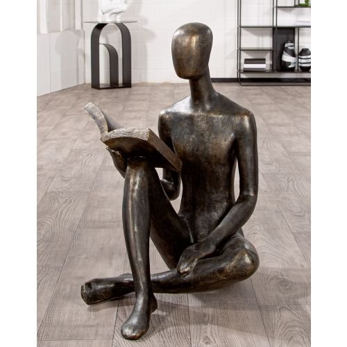 Homme et livre grande statue - Homme et livre ouvert décoratif - Objet décoratif Homme et lecture - Décoration d'intérieur Homme et livre - Objet d'art en résine - Sculpture ornement - Déco zen - Maison feng shui - Cadeau déco