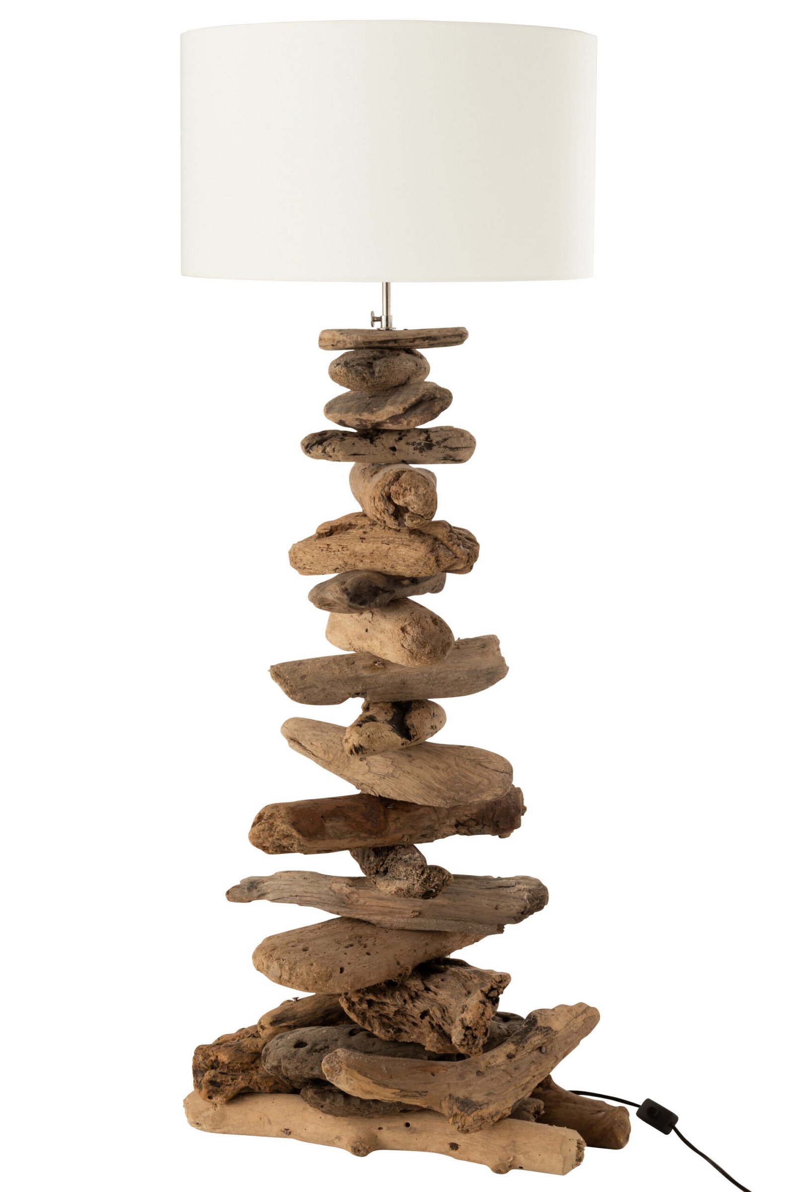 Lampe en bois flotté et abat jour blanc rond (1) Lampe en bois flotté et abat jour blanc rond Lampe pied bois naturel - déco nature zen - Lampe de salon design - Lampe Bois équilibre sculpture irrégulier - Lampe pied tronc arbre