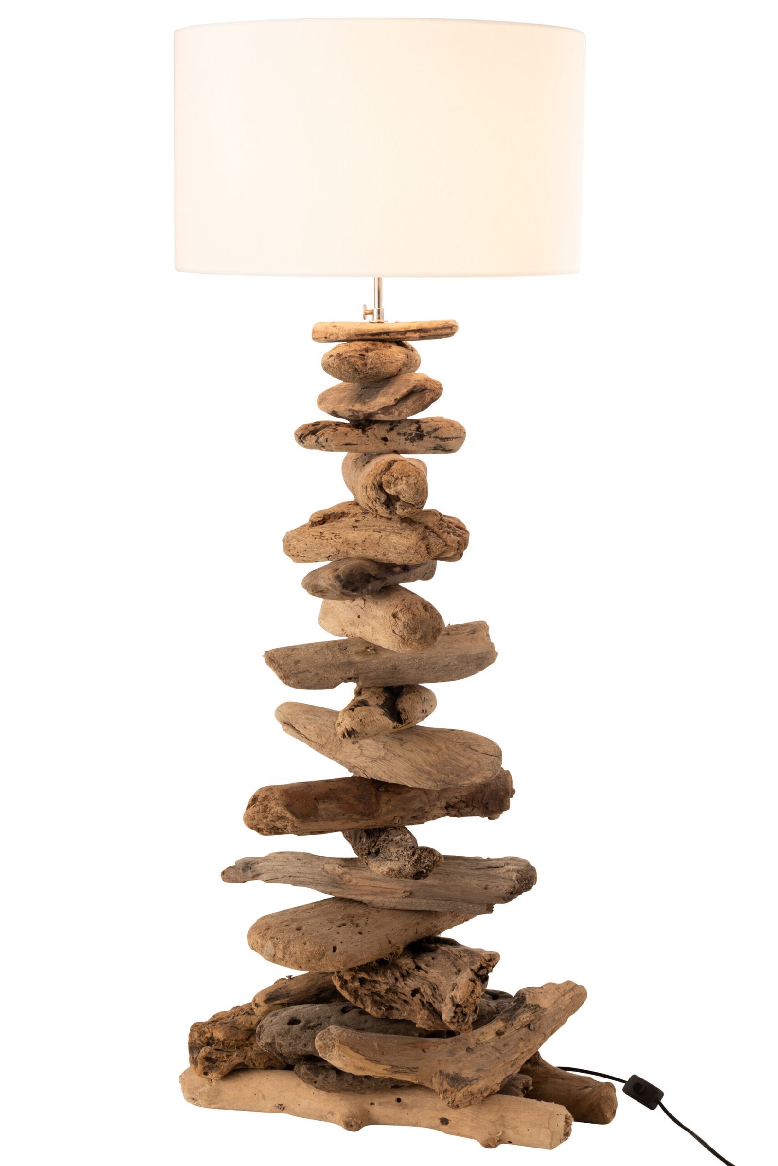 Lampe en bois flotté et abat jour blanc rond (2) Lampe en bois flotté et abat jour blanc rond Lampe pied bois naturel - déco nature zen - Lampe de salon design - Lampe Bois équilibre sculpture irrégulier - Lampe pied tronc arbre