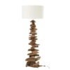 Lampe et Abat Jour Bois Flotté Naturel Blanc Large déco