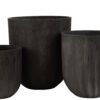 Set 3 Vases Ronds Ceramique Haut Noir Plantes déco intérieur (1)