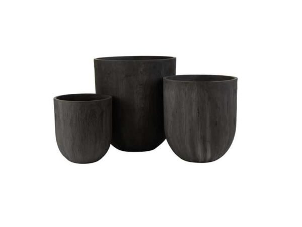 Set 3 Vases Ronds Ceramique Haut Noir Plantes déco intérieur qualité