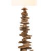 Grande Lampe pied bois flotté et abat jour blanc rond Lampe pied bois naturel - déco nature zen - Lampe de salon design - Lampe Bois équilibre sculpture irrégulier - Lampe pied tronc arbre