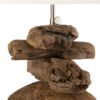 Grande Lampe pied bois flotté et abat jour blanc rond Lampe pied bois naturel - déco nature zen - Lampe de salon design - Lampe Bois équilibre sculpture irrégulier - Lampe pied tronc arbre