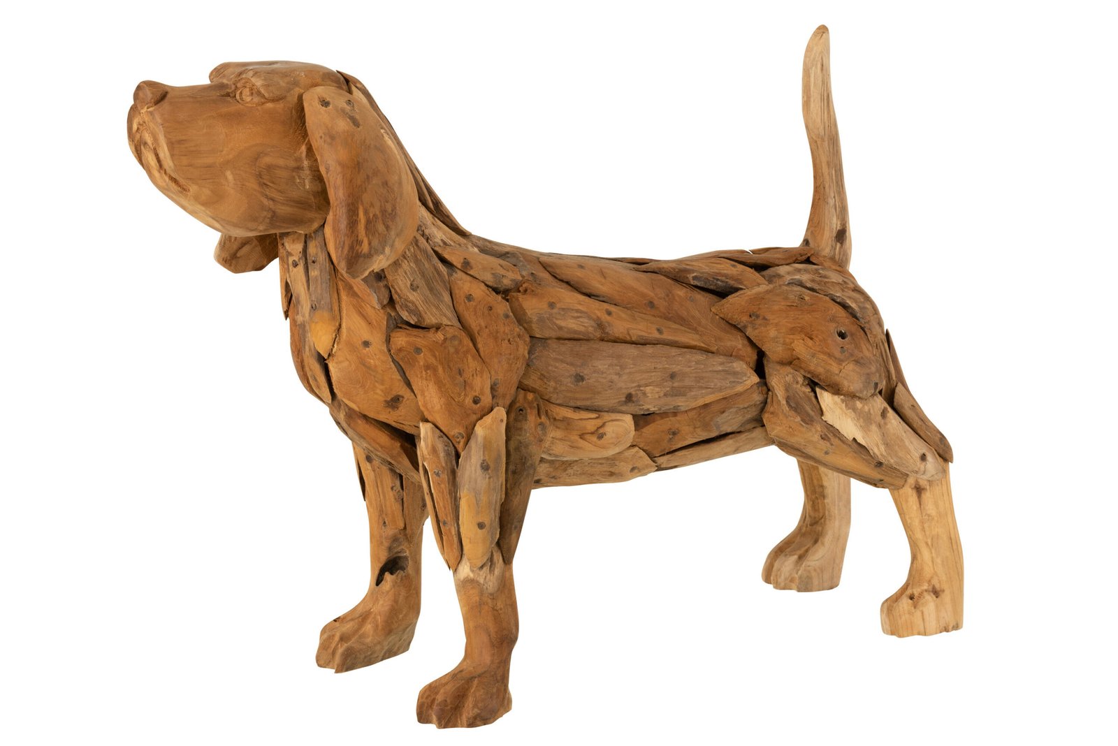 Chien Morceaux Teck Bois Naturel (1) Chien Morceaux Teck Bois Naturel - Déco animal - Sculpture chien