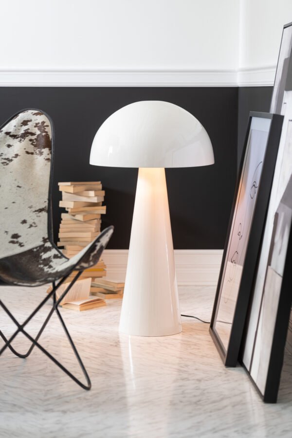 Lampe Champignon Metal Brillant Blanc Extra Large déco luminaire (4)