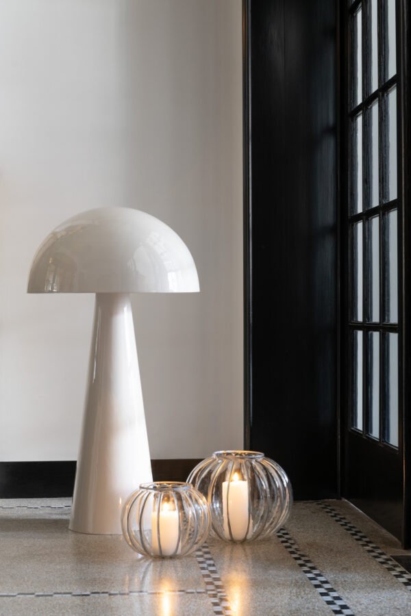 Lampe Champignon Metal Brillant Blanc Extra Large déco luminaire (5)
