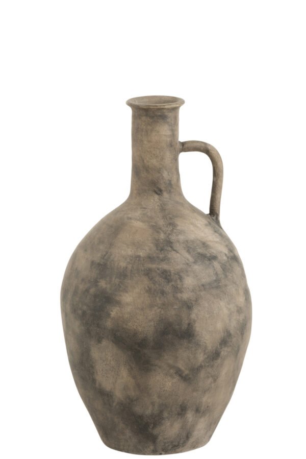 Vase Tachete Anse Ceramique Marron Gris (1)