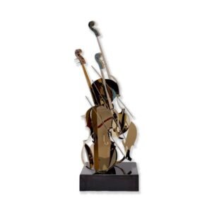 Sculpture double violons musique inox doré déco design - Oeuvre d'art déco - Décoration de salon - Décoration d'intérieure en Métal - Sculpture ornement - Maison feng shui - Cadeau déco