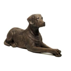Sculpture statue chien labrador couché marron en céramique déco - Oeuvre d'art déco - Décoration de salon - Décoration d'intérieure - Sculpture ornement - Maison feng shui - Cadeau déco