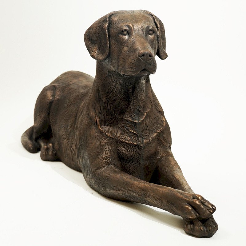 Sculpture statue chien labrador couché marron en céramique déco (3) Sculpture statue chien labrador couché marron en céramique déco (3)
