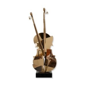 Sculpture violon inox doré déco métal ornement intérieur - Oeuvre d'art déco - Décoration de salon - Décoration d'intérieure en Métal - Sculpture ornement - Maison feng shui - Cadeau déco
