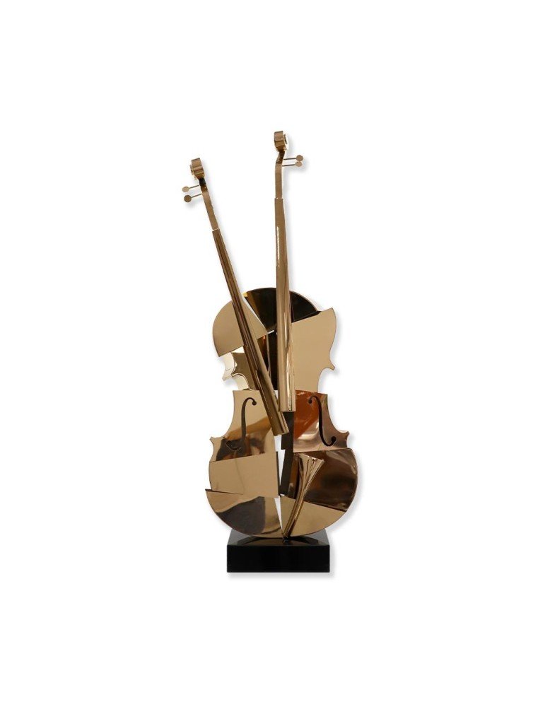 Sculpture violon inox doré déco métal ornement intérieur (1) Sculpture violon inox doré déco métal ornement intérieur - Oeuvre d'art déco - Décoration de salon - Décoration d'intérieure en Métal - Sculpture ornement - Maison feng shui - Cadeau déco
