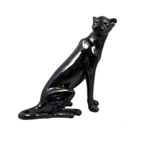 Statue sculpture panthère noire design déco céramique - Oeuvre d'art déco - Décoration de salon - Sculpture ornement - Maison feng shui - Cadeau déco