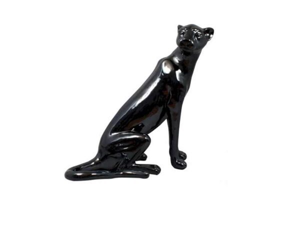 Statue sculpture panthère noire design déco céramique - Oeuvre d'art déco - Décoration de salon - Sculpture ornement - Maison feng shui - Cadeau déco