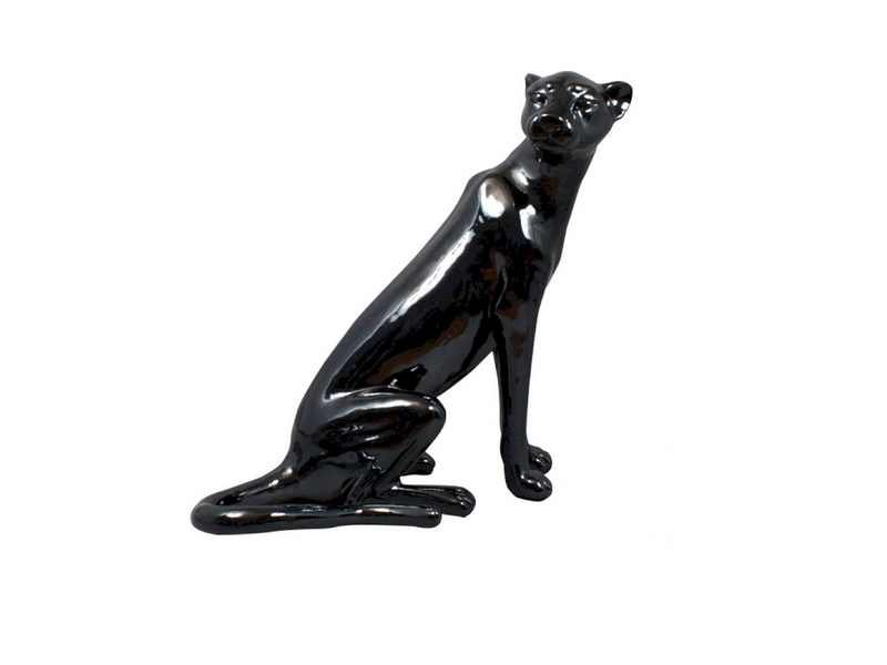 Statue sculpture panthère noire design déco céramique Statue sculpture panthère noire design déco céramique - Oeuvre d'art déco - Décoration de salon - Sculpture ornement - Maison feng shui - Cadeau déco